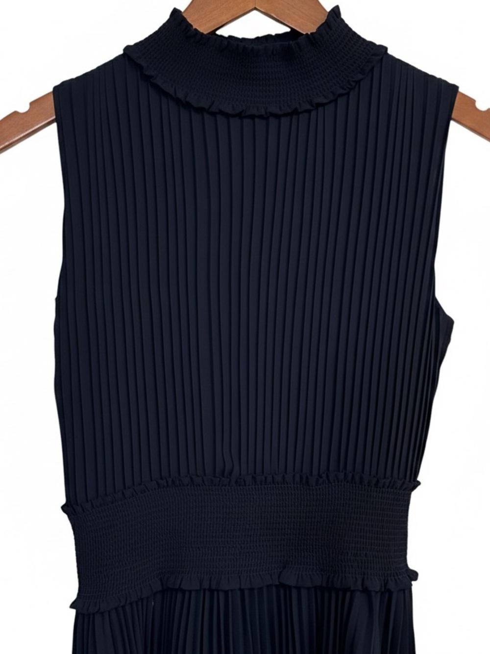 NANETTE Nanette Lepore Navy Blue Pleated Midi Dress Sleeveless Size 2 - Picture 4 of 7